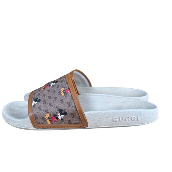 Gucci x Disney Authentic GG Supreme Mickey Mouse Logo Shoes Slides Size 10 - Picture 1 of 12